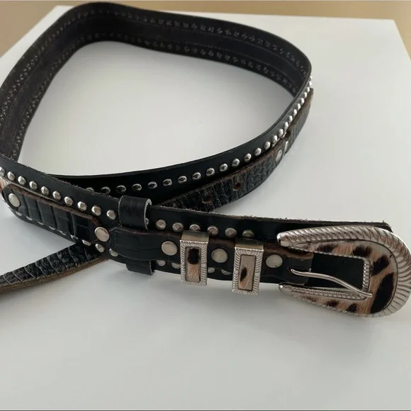 Accessories | Daniel Y Genuine Leather Animal Print Studded 
